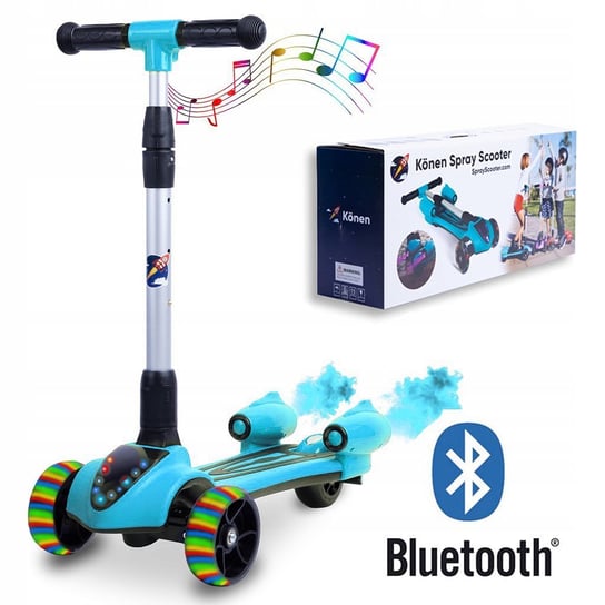 Hulajnoga Niebieska Dla Chłopca Z Dymem Led Muzyką Przez Bluetooth Könen Spray Scooter De Lamour Presents