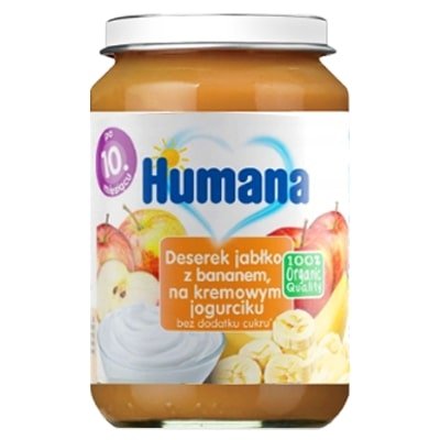 HUMANA Deserek jabłko z bananem na kremowym jogurciku po 10. miesiącu 190 g Bio Humana