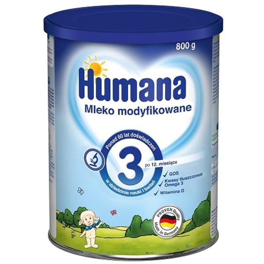 Humana, Mleko modyfikowane po 12 miesiącu, 3, 800 g Humana
