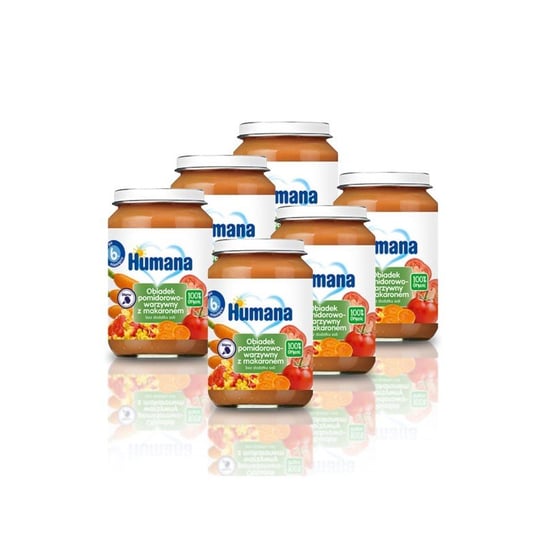 Humana, Obiadek pomidorowo-warzywny z makaronem, 6x190 g Humana