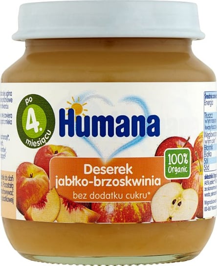 Humana, Organic, jabłuszko z brzoskwiniami, 125 g Humana