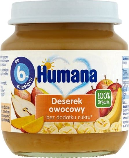 Humana, Organic, mix owocowy jabłko gruszka mango, 125 g Humana