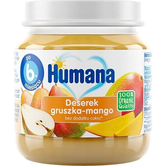 Humana, Organic, przetarta gruszka z mango, 125 g Humana