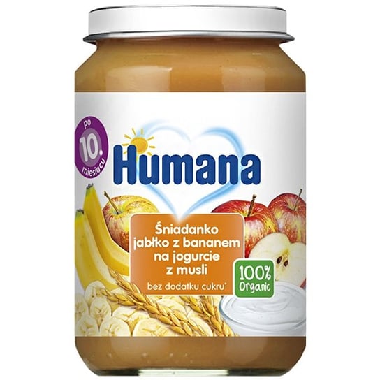 Humana, Śniadanko jabłko z bananem na jogurcie z musli, 190 g Humana