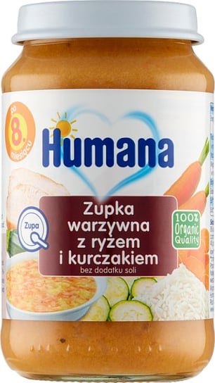 Humana, Zupka warzywna z ryżem i kurczakiem, 100% Organic, 190 g Humana