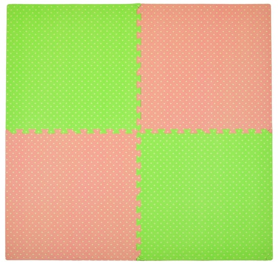 Humbi, Puzzle piankowe/Mata piankowa, Kropki, Różowy/Zielony, 1x62x62 cm, 4 szt. Humbi