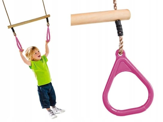 Huśtawka Trapez Gimnastyczny dla Dzieci JF różowy Just Fun