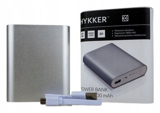 Hykker Power Bank 4800 Mah (Szary/Srebrny) Hykker