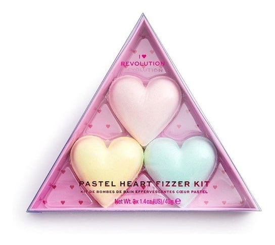 I Heart Revolution, Pastel Heart Fizzer Kit, kule do kąpieli, 3 szt. I Heart Revolution