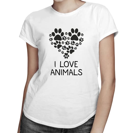 I love animals - damska koszulka z nadrukiem Koszulkowy