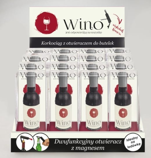 I LOVE WINE - korkociąg z otwieraczem - mini butelka - "Wino jest odpowiedzią na wszystko" CF
