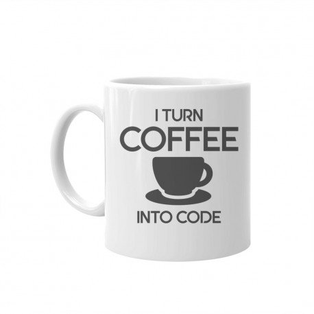I turn coffee into code - kubek z nadrukiem Koszulkowy