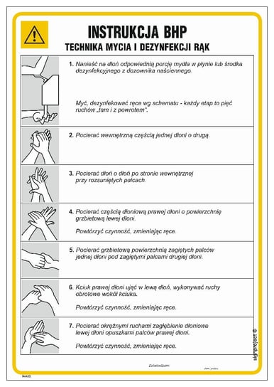 IAA22 Instrukcja BHP techniki mycia i dezynfekcji rąk - 24,5 X 35 CM, FN - FOLIA LIBRES POLSKA SP SGP-IAA22_245X350_FN 5904937345621 Inna marka