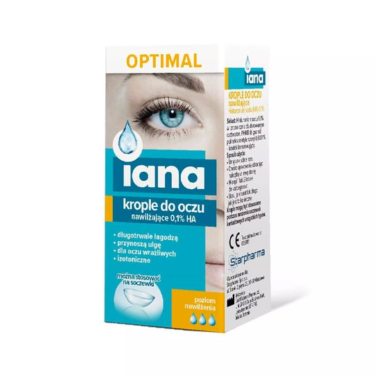 Iana, krople do oczu nawilżające Optimal 0.1% HA, Suplement diety, 10ml Iana