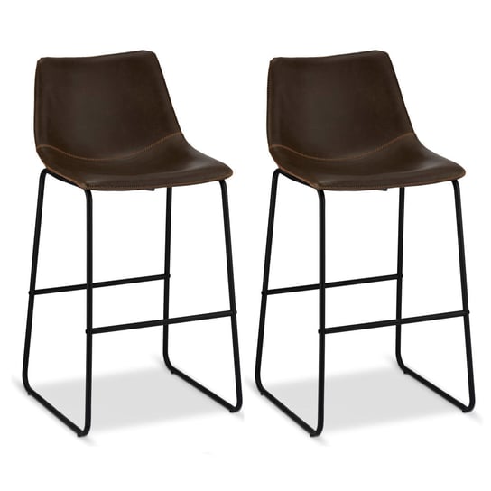 Ibbe Design 2X Stołki Barowe Krzesła Barowe Kuchenne Indiana Z Oparciem, Ciemny Brąz, Sztuczna Skóra , Ze Stabilnym Metalowym Stelażem, Do Blatu Barowego, Kuchni I Domu, 46X54X97 Cm FurnHouse