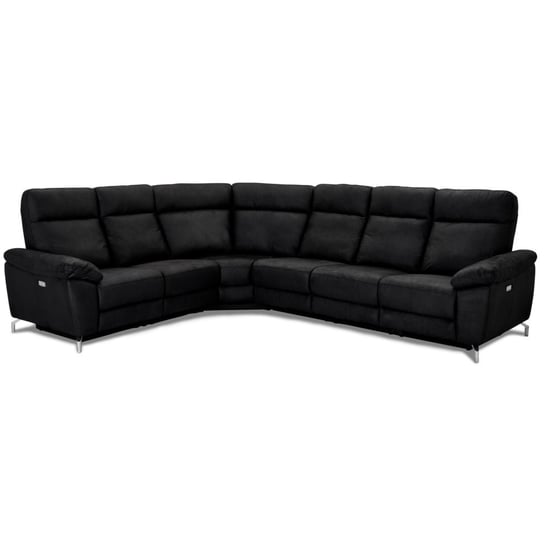 Ibbe Design Sofa narożna Elektryczną Sofa Relaksacyjna Sofa Rozkładana 2-osobowa + 3-osobowa Selesta z funkcja relaksu i z portem USB, Czarny, Tkanina, Kino Domowe, 310x252x90x101 cm FurnHouse