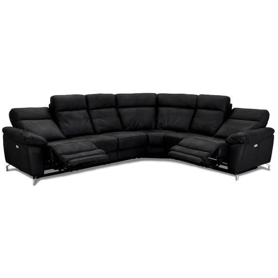 Ibbe Design Sofa narożna Elektryczną Sofa Relaksacyjna Sofa Rozkładana 3-osobowa + 2-osobowa Selesta z funkcja relaksu i z portem USB, Czarny, Tkanina, Kino Domowe, 310x252x90x101 cm FurnHouse