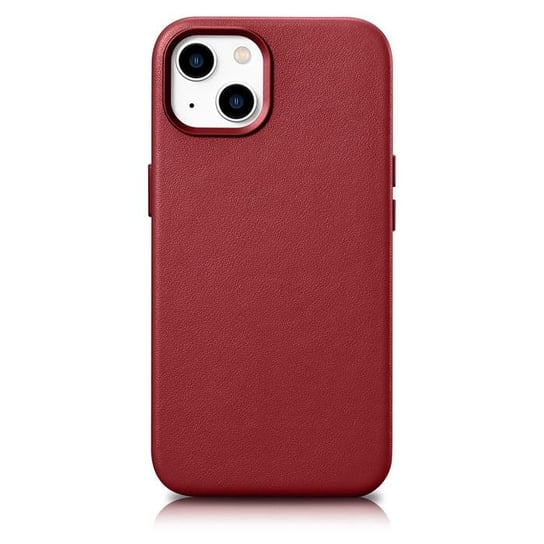iCarer Case Leather pokrowiec etui z naturalnej skóry do iPhone 14 Plus czerwony (kompatybilne z MagSafe) iCarer