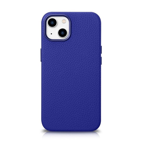 iCarer Litchi Premium Leather Case skórzane etui iPhone 14 magnetyczne z MagSafe ciemnoniebieski (WMI14220709-DB) iCarer