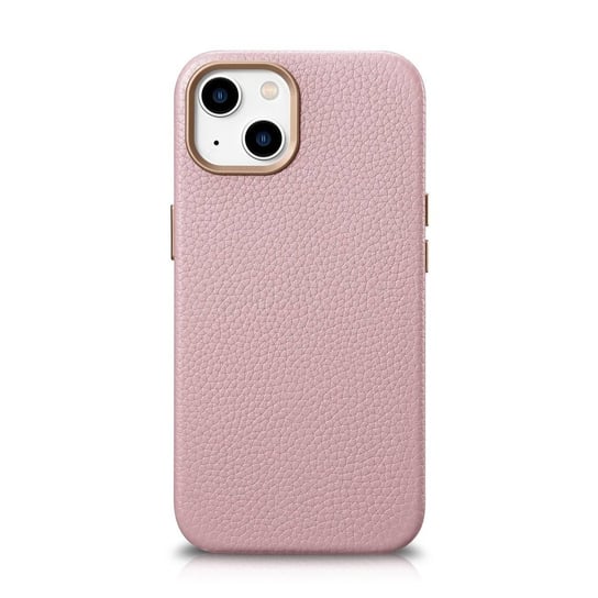 iCarer Litchi Premium Leather Case skórzane etui iPhone 14 magnetyczne z MagSafe różowy (WMI14220709-PK) iCarer