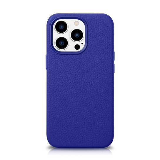 iCarer Litchi Premium Leather Case skórzane etui iPhone 14 Pro magnetyczne z MagSafe ciemnoniebieski (WMI14220710-DB) iCarer