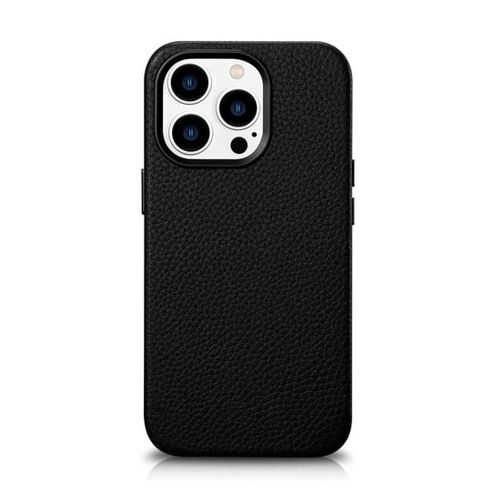 iCarer Litchi Premium Leather Case skórzane etui iPhone 14 Pro Max magnetyczne z MagSafe czarny (WMI14220712-BK) iCarer