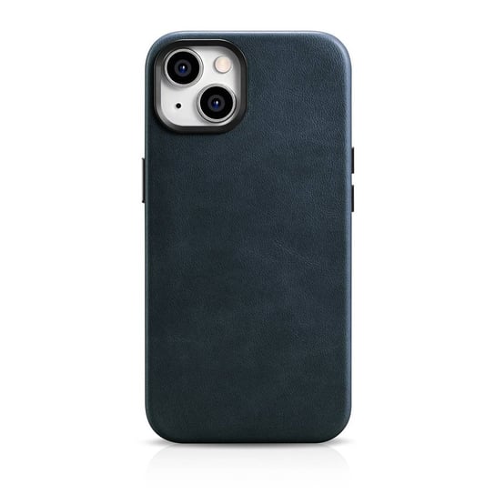 iCarer Oil Wax Premium Leather Case skórzane etui iPhone 14 magnetyczne z MagSafe ciemnoniebieski (WMI14220701-BU) iCarer