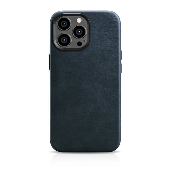 iCarer Oil Wax Premium Leather Case skórzane etui iPhone 14 Pro magnetyczne z MagSafe ciemnoniebieski (WMI14220702-BU) iCarer