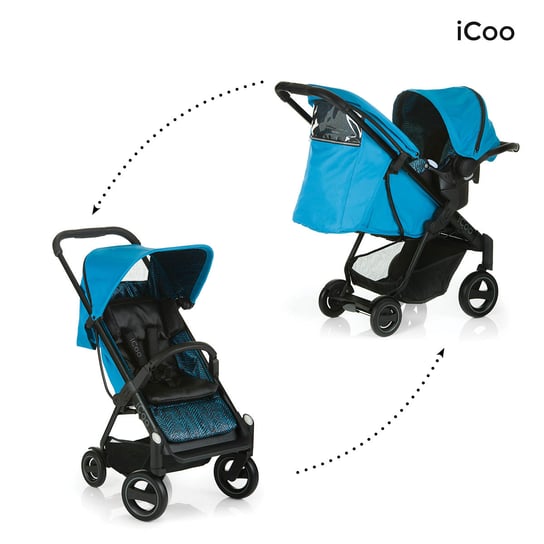 iCoo, Acrobat Shop'n Drive, Zestaw: wózek, fotelik, Fishbone Blue iCoo