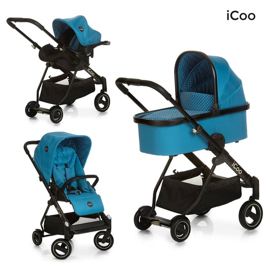 iCoo, Acrobat XL Plus, Zestaw: wózek trzyfunkcyjny z fotelikiem, Diamond Sapphire iCoo