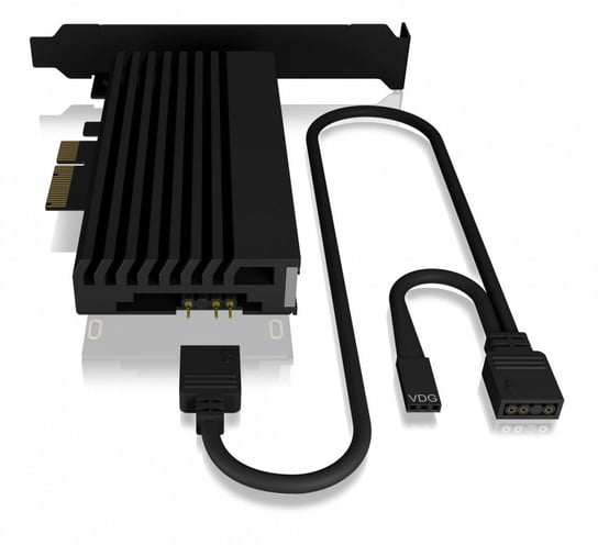 IcyBox, Karta PCIe z gniazdem M.2 M-Key dla jednego dysku SSD M.2 NVMe, podświetlenie ARGB IB-PCI224M2-RGB IcyBox
