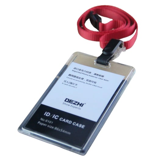 Identyfikator holder na smyczy przezroczysty – 86x54mm CZERWONY / Dezhi Inna marka