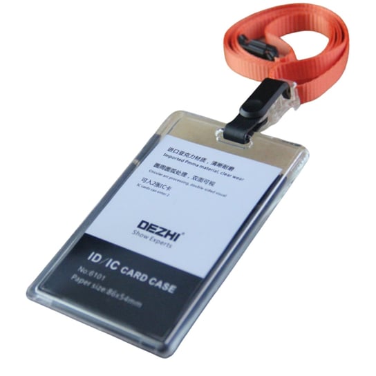 Identyfikator holder na smyczy przezroczysty – 86x54mm POMARAŃCZOWY / Dezhi Inna marka