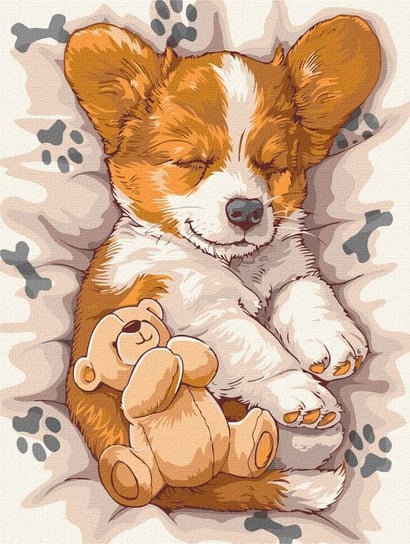 IDEYKA Zestaw do malowania po numerach. "Śpiący corgi" 30x40cm KHO6617 Ideyka