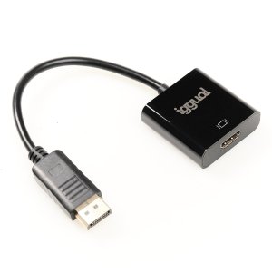 iggual - Adapter DisplayPort na HDMI z kablem 25 cm | Konwerter DP (męski) na HDMI (żeński) - czarny Konik