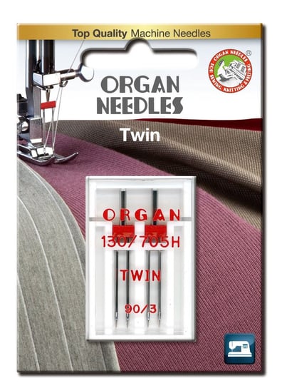 Igła podwójna półpłaska 130/705H Organ TWIN 90/3mm 2 szt. blistr Organ