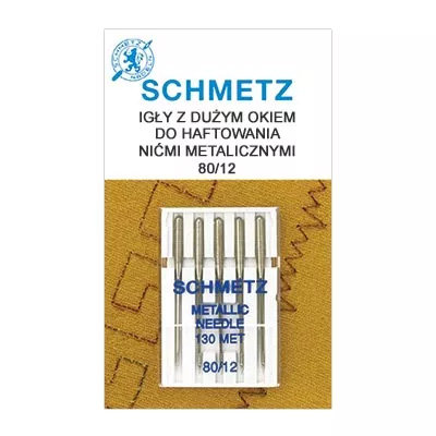 Igły do haftowania nićmi metalicznymi 130/705H DUŻE OKO Schmetz (różne grubości) Schmetz