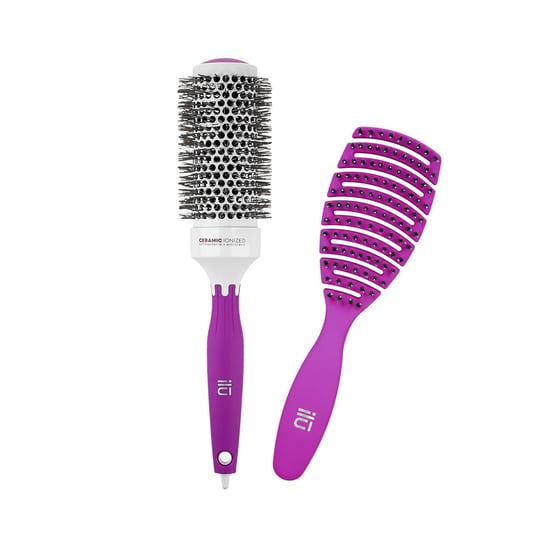 ilū by Tools For Beauty, Zestaw 2 fioletowych szczotek: do modelowania i do rozczesywania włosów, 2 szt. Tools For Beauty