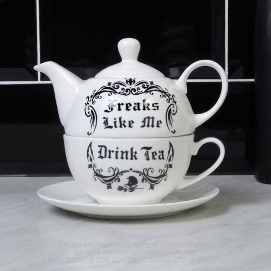 imbryk i filiżanka FREAKS LIKE ME DRINK TEA, zestaw Inna marka