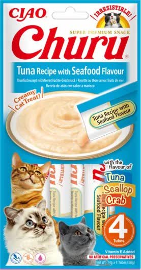 Inaba Cat Churu Przysmak Do Wylizywania Dla Kota Tuńczyk Z Owocami Morza 4X14G (56G) Inaba Foods