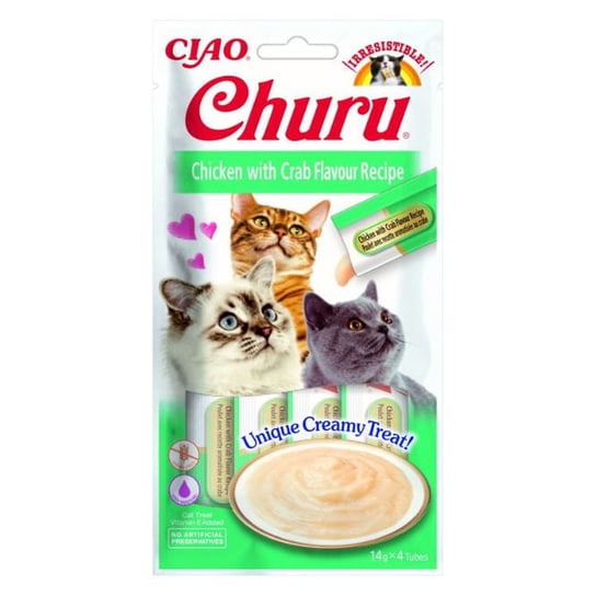 Inaba Cat Churu Przysmak Do Wylizywania Dla Kota Z Kurczakiem O Smaku Kraba  4X14G (56G) Inaba Foods