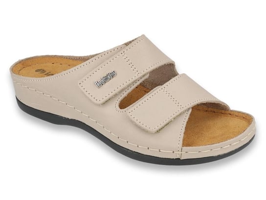 Inblu - Obuwie buty damskie klapki skórzane beżowe - 39 Inblu