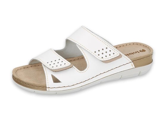 Inblu - Obuwie buty damskie klapki skórzane białe - 36 Inblu