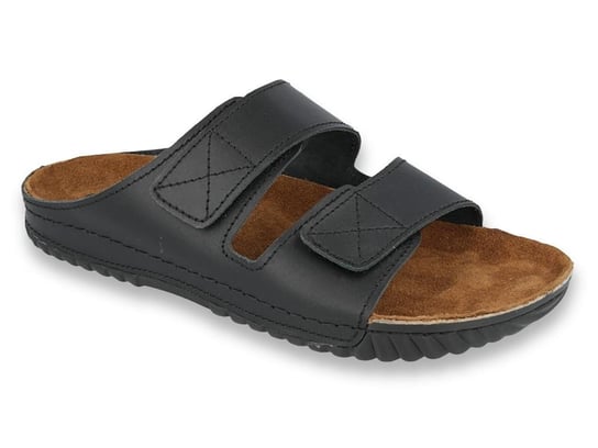 Inblu - Obuwie buty męskie klapki skórzane czarne - 43 Inblu