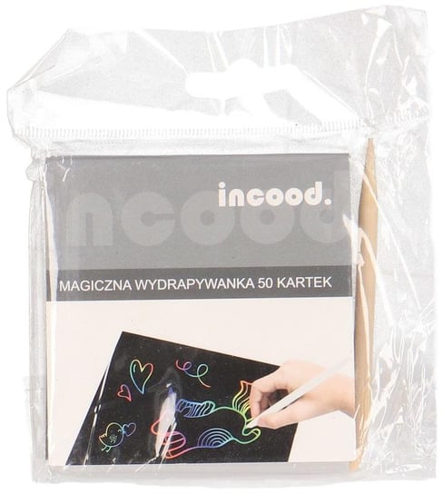 Incood, Magiczna wydrapywanka tęczowa 8x8cm, 50 kartek incood