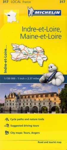 Indre-et-Loire, Maine-et-Loire. Mapa 1:150 000 Michelin Travel Publications
