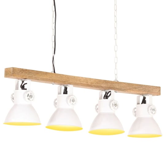 Industrialna lampa sufitowa, biała, E27, drewno mango vidaXL