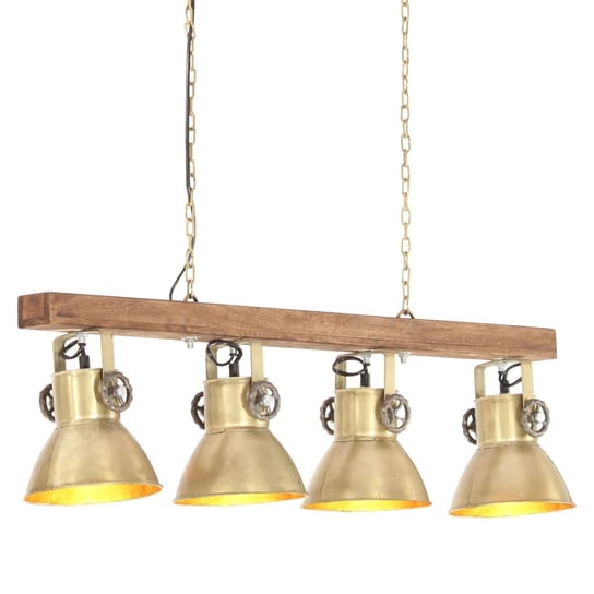 Industrialna lampa sufitowa, kolor mosiądzu, E27, drewno mango vidaXL