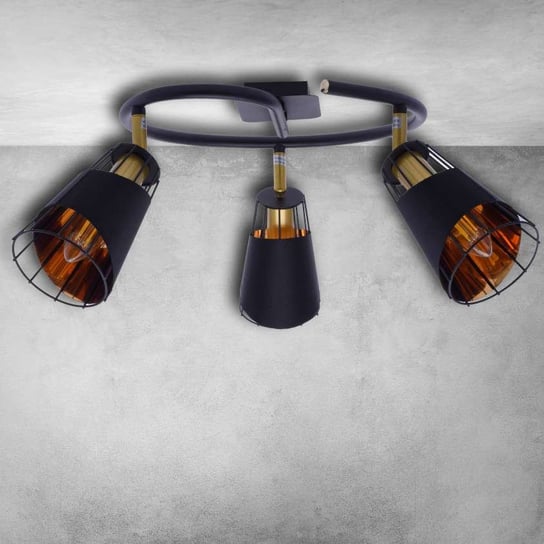 Industrialna LAMPA sufitowa RICK ML5568 Milagro loftowa OPRAWA plafon druciane reflektorki metalowe czarne złote Milagro