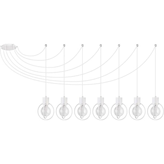 Industrialna LAMPA wisząca AURA KOŁO 31098 Sigma metalowa OPRAWA zwis PAJĄK druciany na kablach loft biały Sigma
